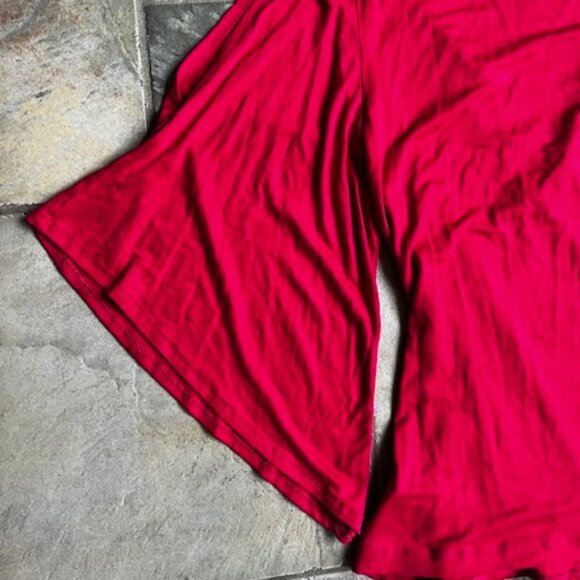 Bebe Red Bell Sleeve Wrap Blouse Top Size S Soft Buttery Cold Shoulder Boho Chic - Picture 7 of 7